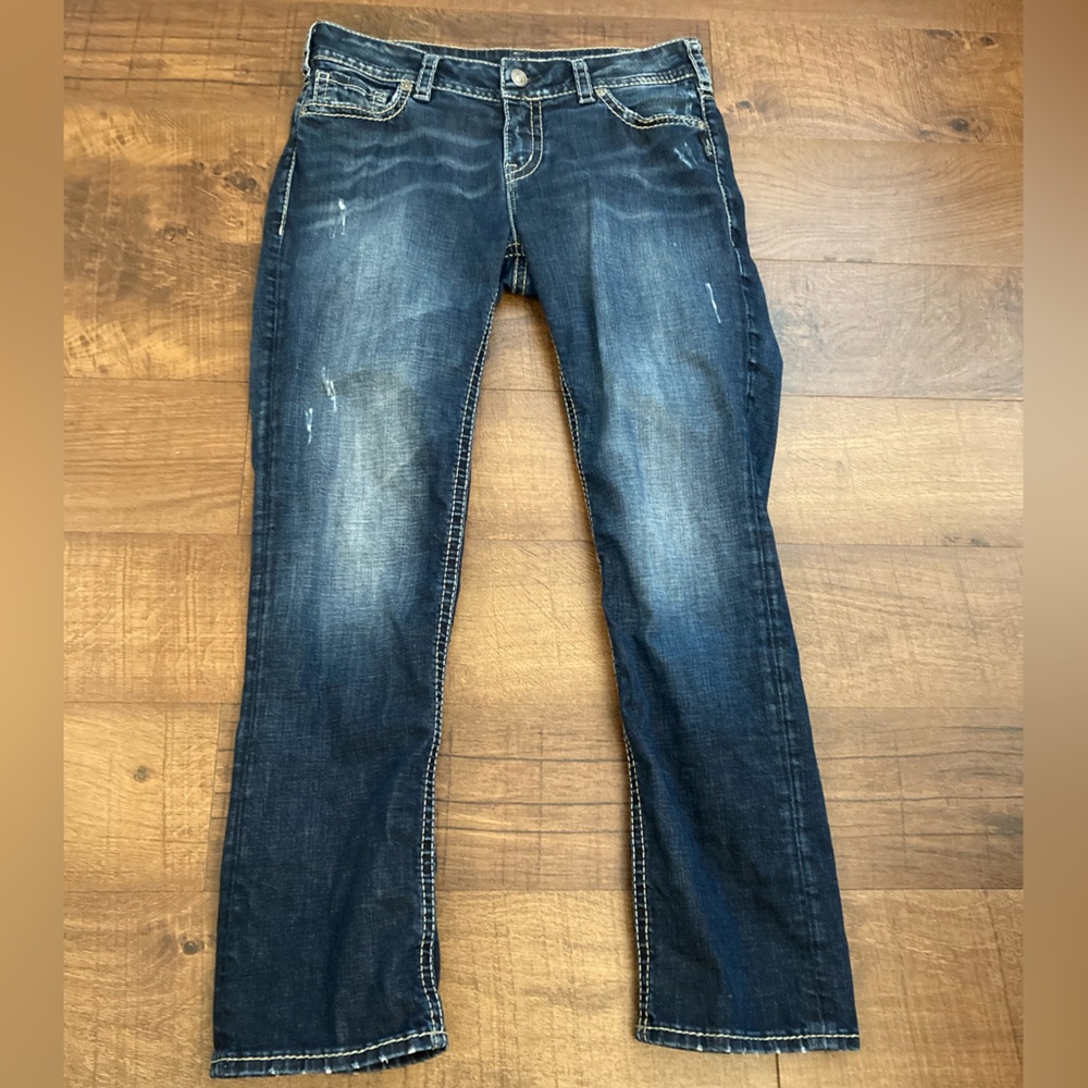 Silver Jeans Co. Suki Straight Leg Jeans Curvy Dark Wash EUC Women’s W32 L30